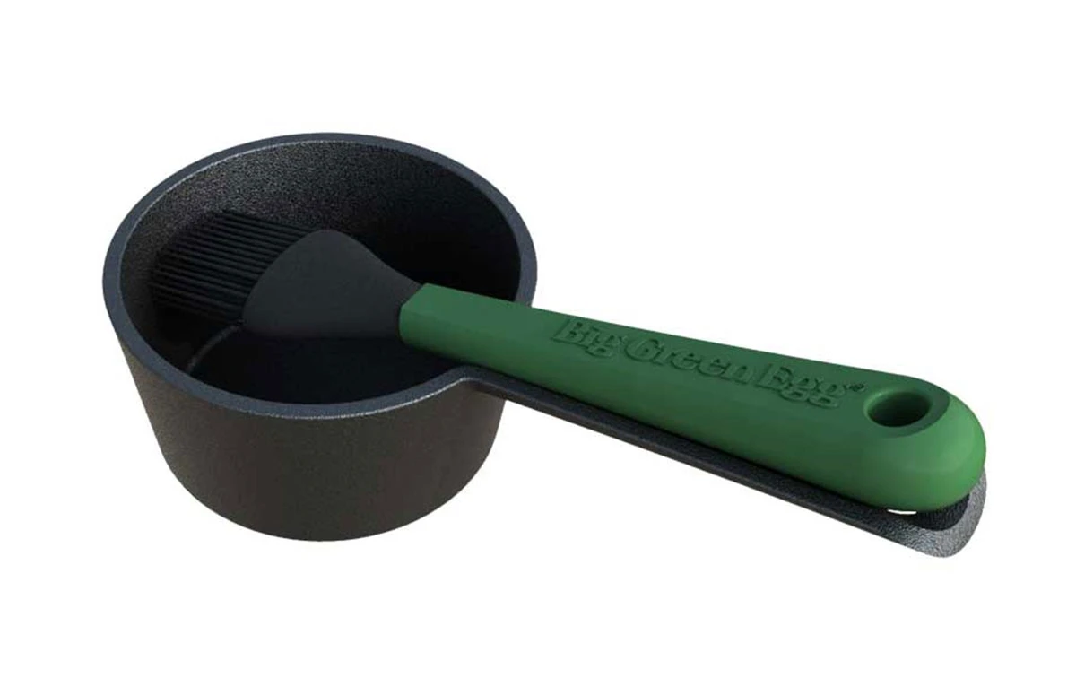 Big Green Egg Cast Iron Sauce Pot With Basting Brush 3 Big Green Egg Cast Iron Sauce Pot With Basting Brush